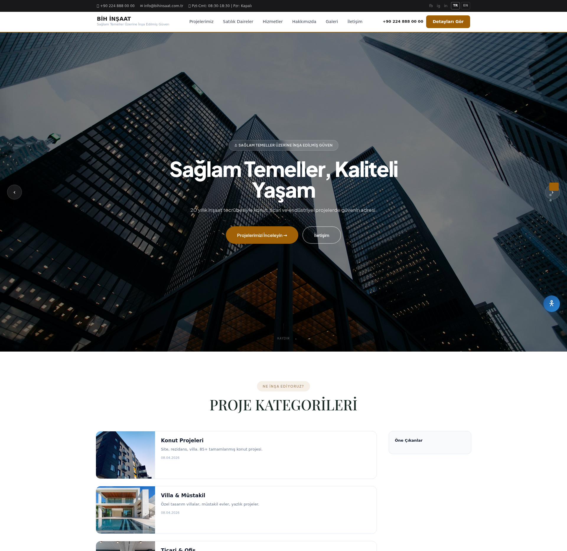 Mimarlık ve Tasarım Ofisi Kurumsal Sitesi