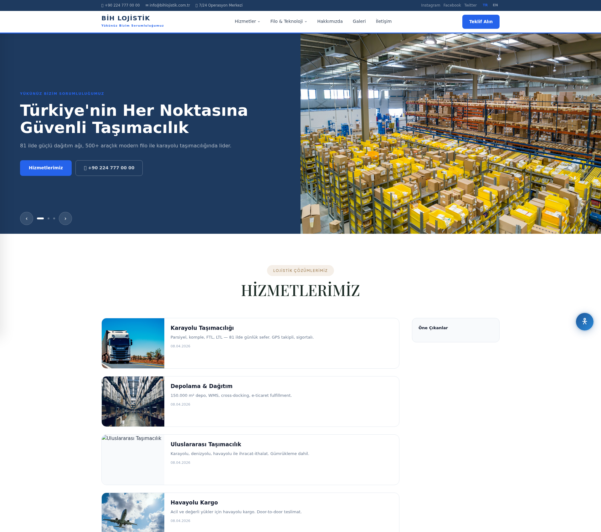 Ev ve Ofis Taşımacılığı Web Sitesi