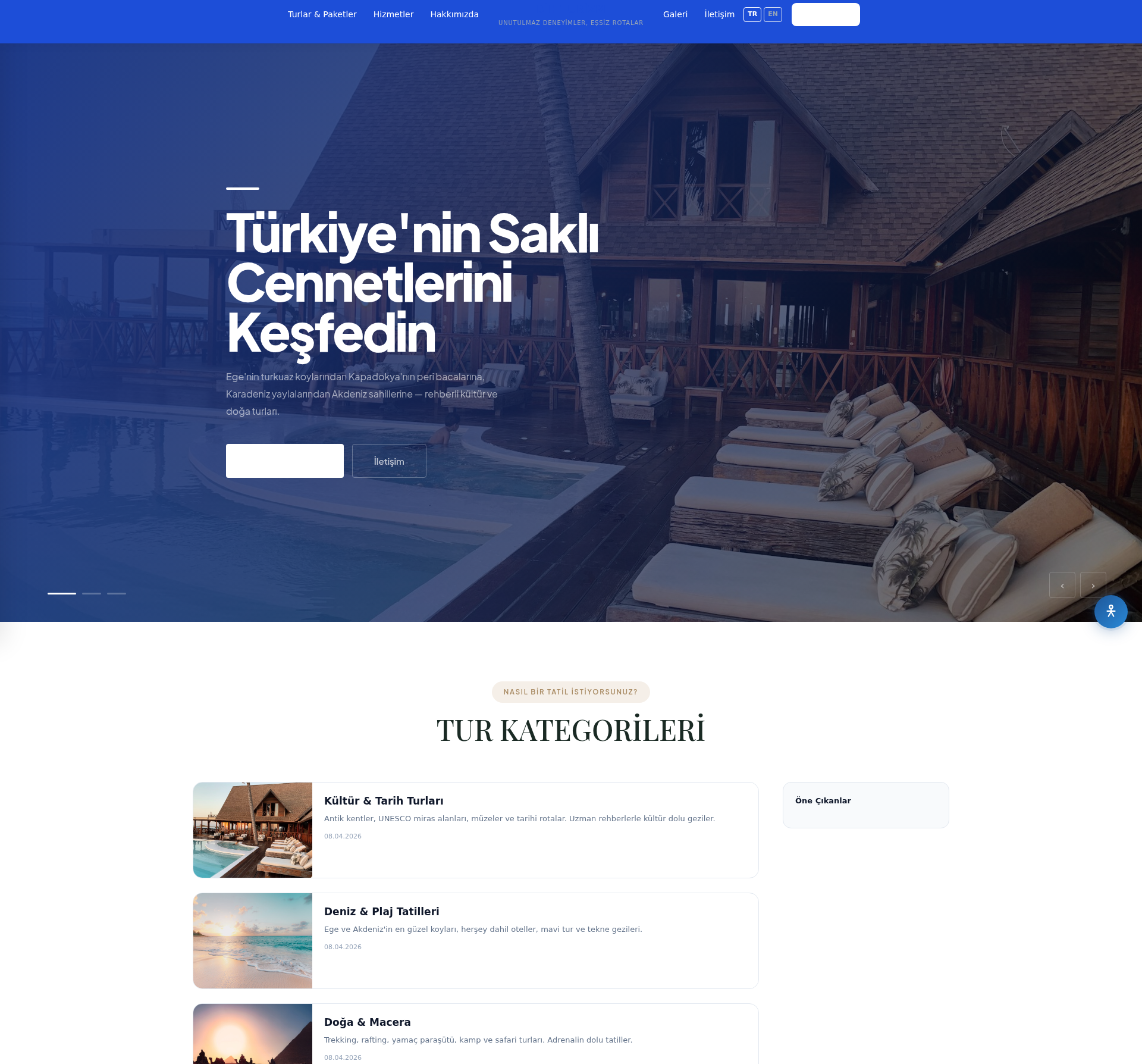 Doğa ve Macera Turizmi Web Sitesi