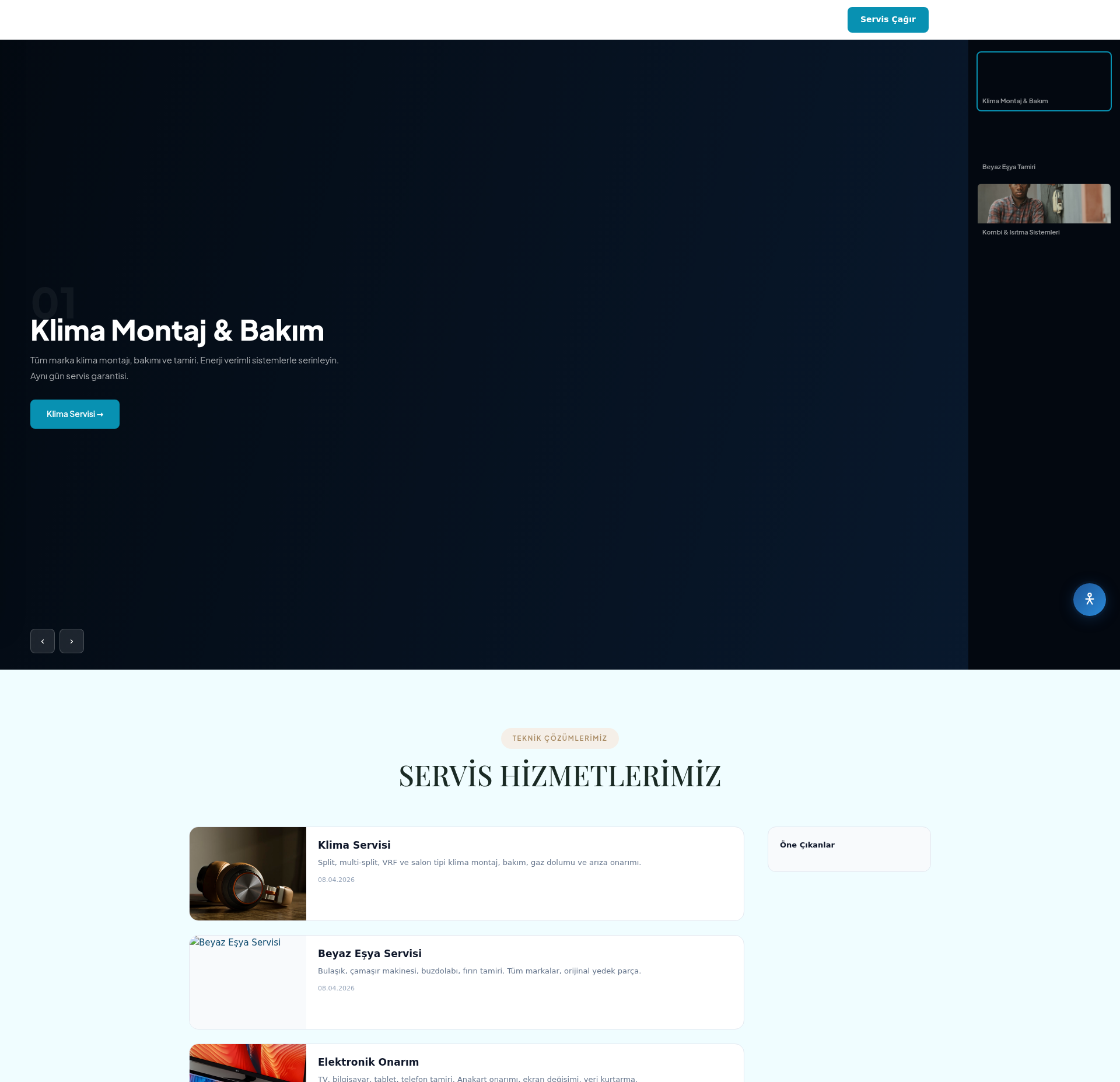Beyaz Eşya Servis Kurumsal Web Sitesi