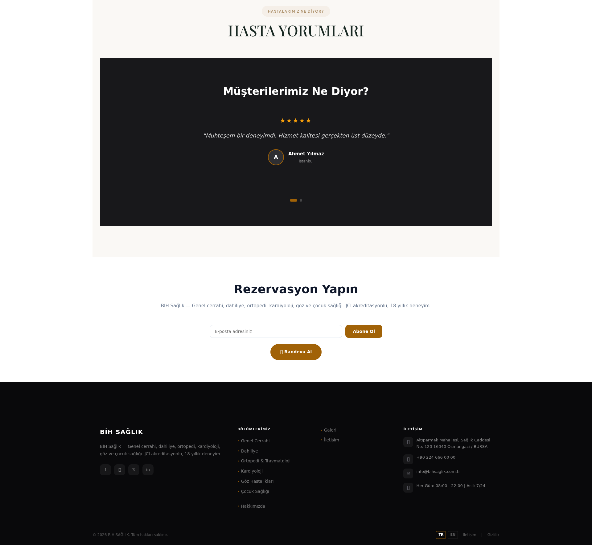 Özel Hastane ve Klinik Kurumsal Web Sitesi 3