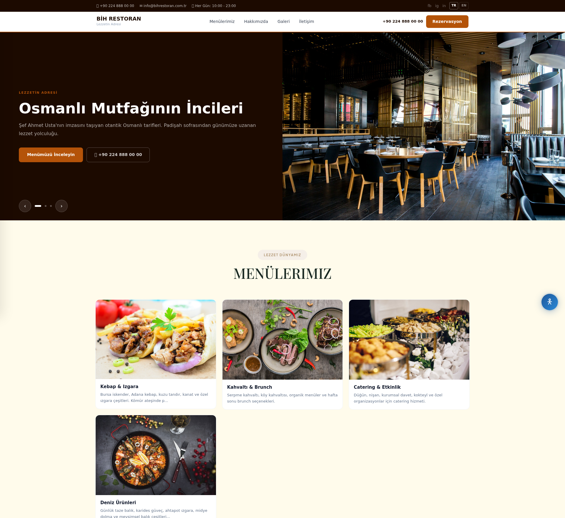 Restoran ve Bistro Kurumsal Web Sitesi