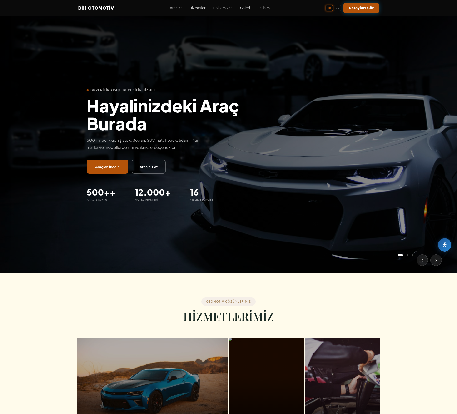 Otomobil Galerisi Kurumsal Web Sitesi