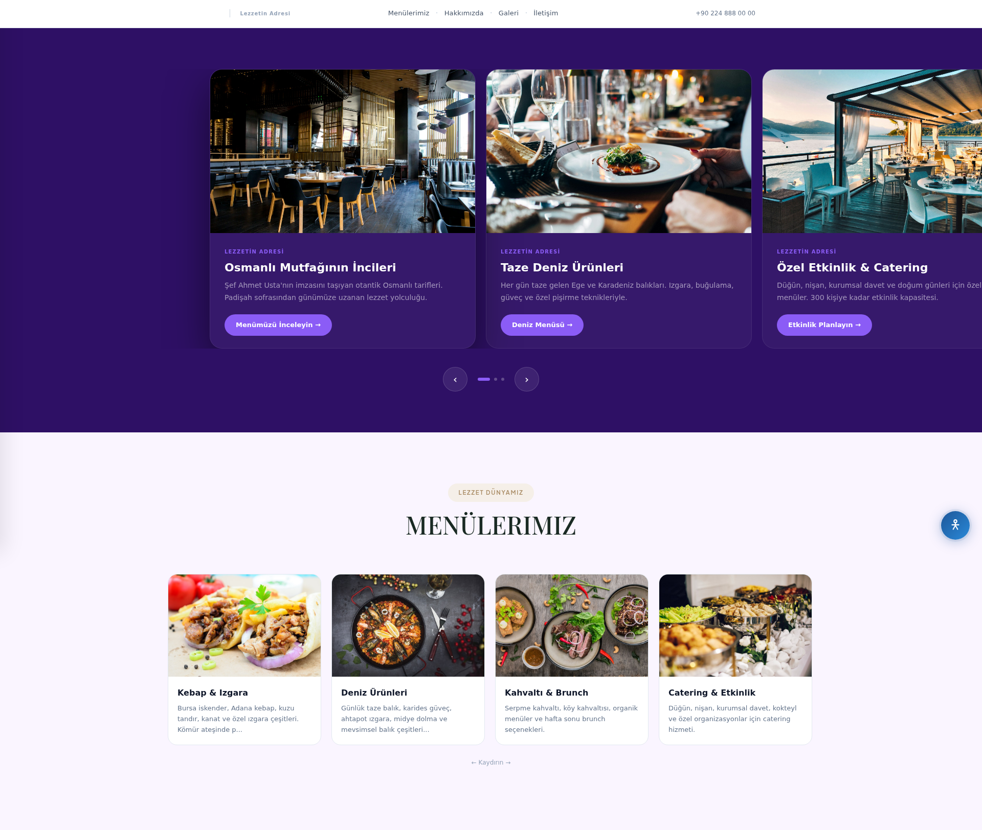 Fast Food ve Burger Restoranı Web Sitesi