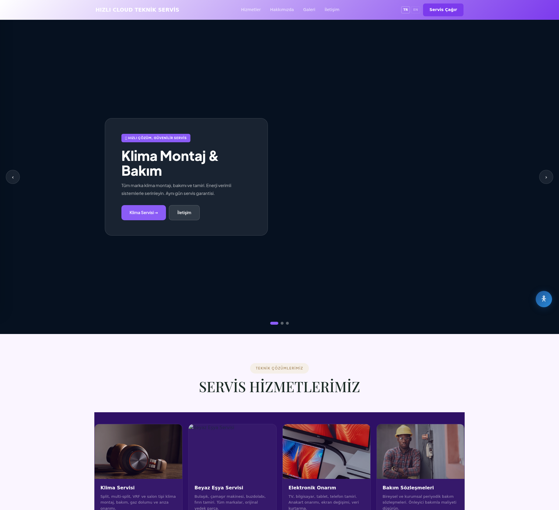Klima ve Isıtma Sistemleri Servis Web Sitesi