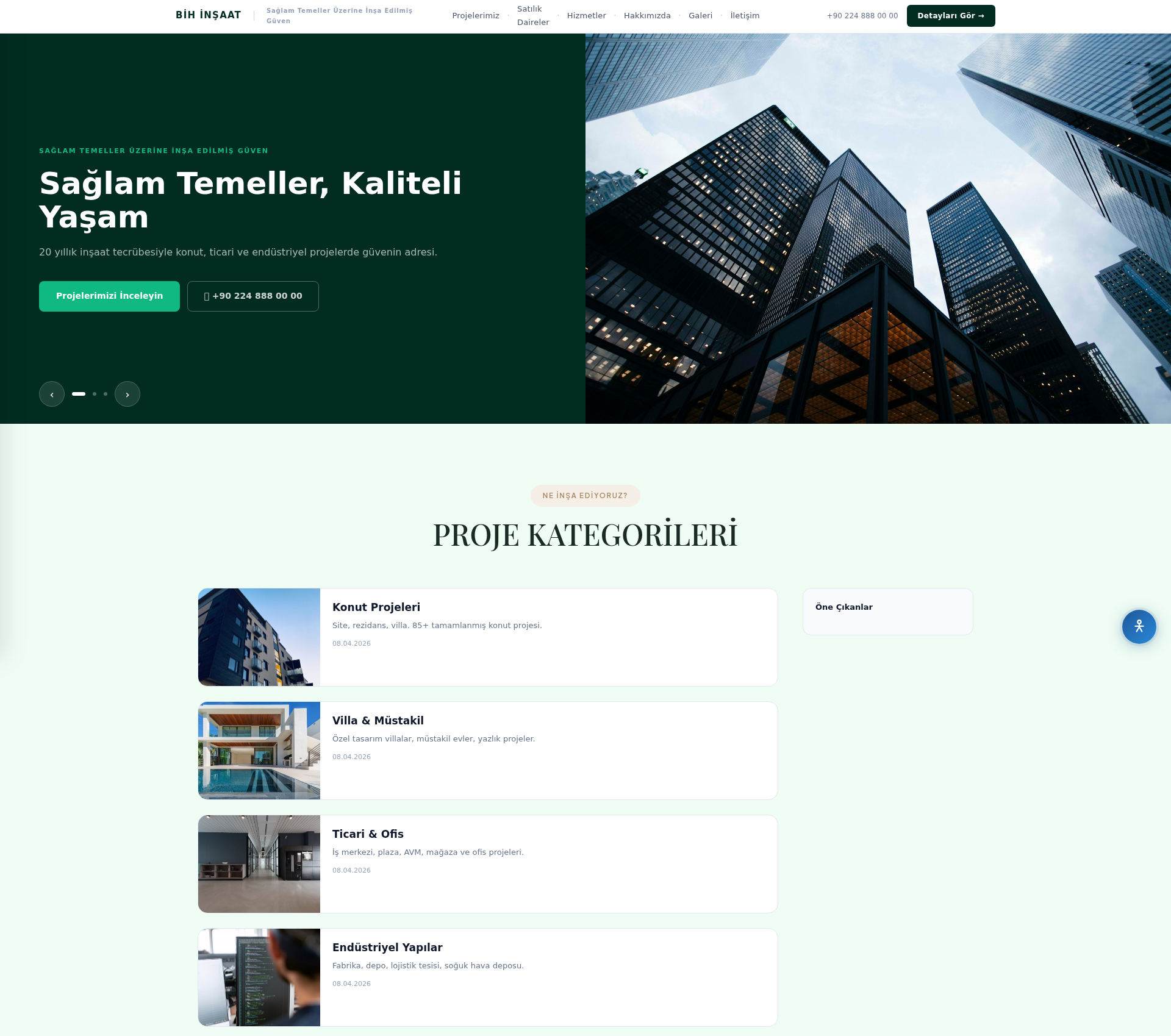 İnşaat Firması Kurumsal Web Sitesi