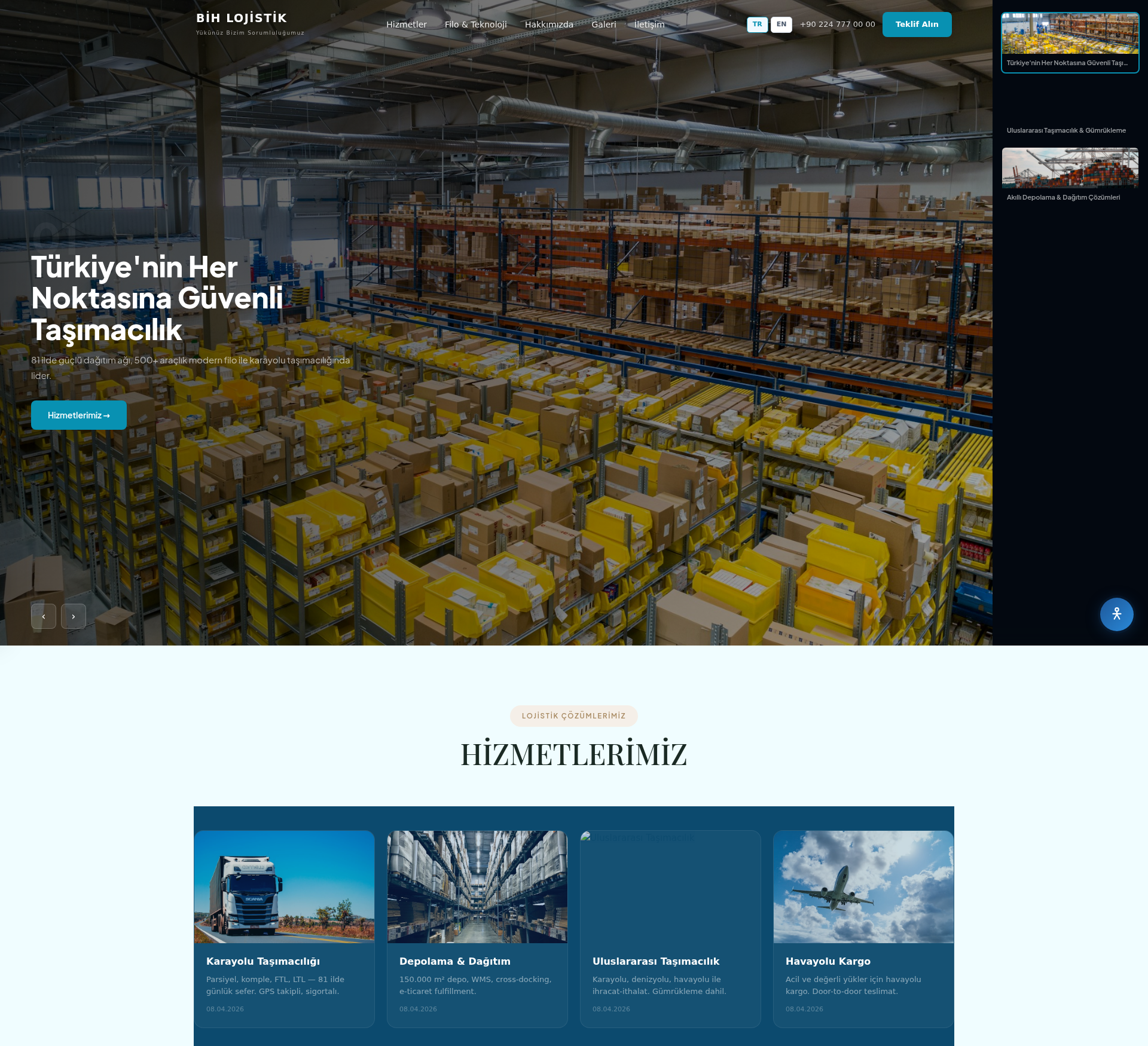 Nakliyat ve Taşımacılık Kurumsal Web Sitesi